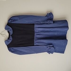 Batsheva Women's Prairie Two-Tone Ruffled Moire Mini Dress in Blue- Size…
